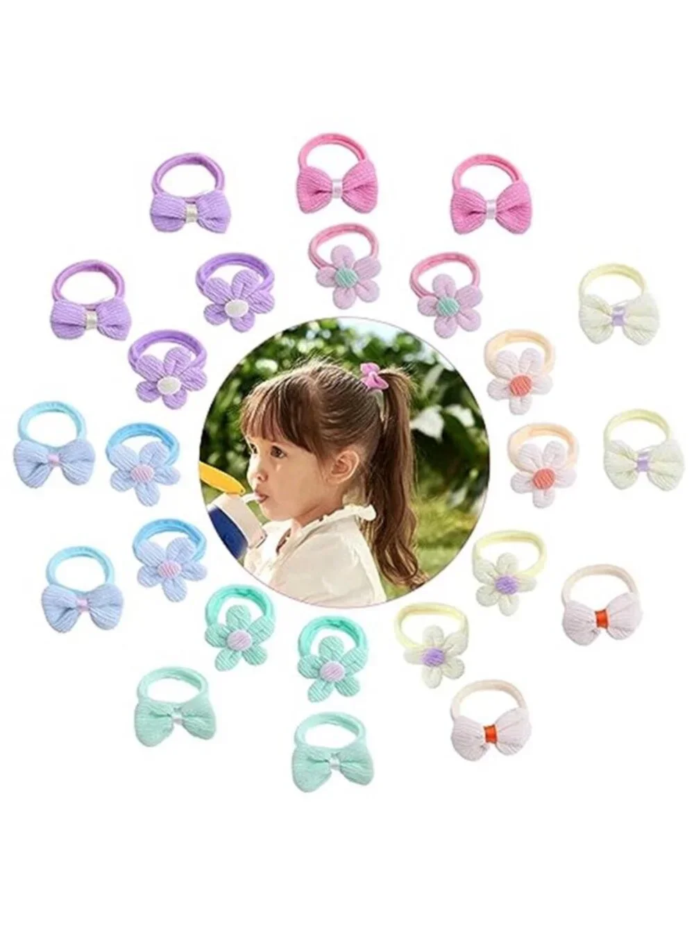 Toddler Hair Ties Baby Scrunchies Flower Elastic Ponytail Holders Girls